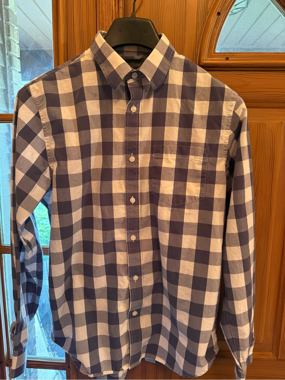 Banana Republic Blue and White Gingham Button-Down Shirt